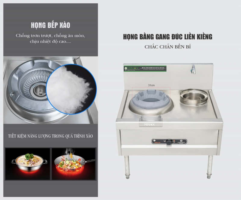 Bếp á xào đơn họng gang