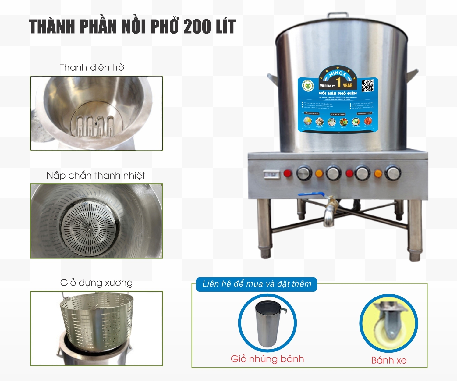 Nồi nấu phở điện 200L