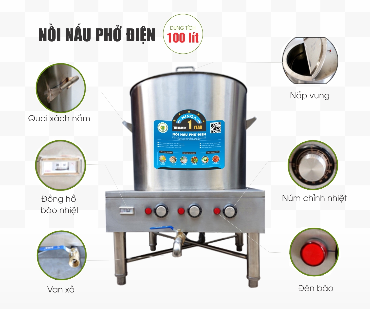 Nồi nấu phở điện 100L