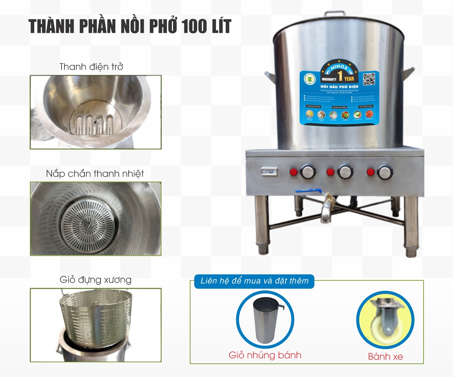 Nồi nấu phở điện 100L