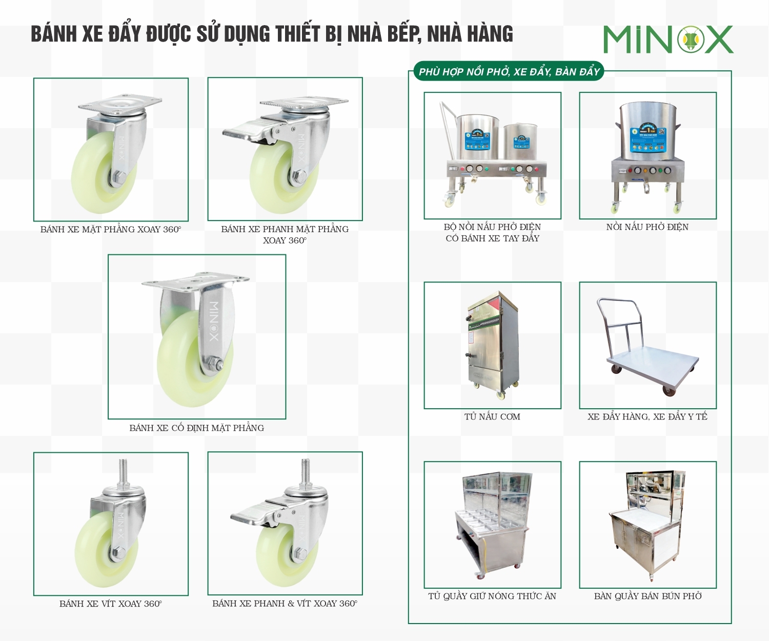 Bánh xe đẩy nồi phở điện