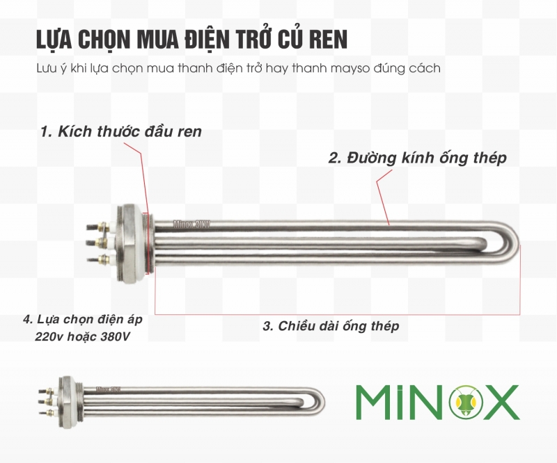 Thanh điện trở củ ren 52 nồi hơi điện