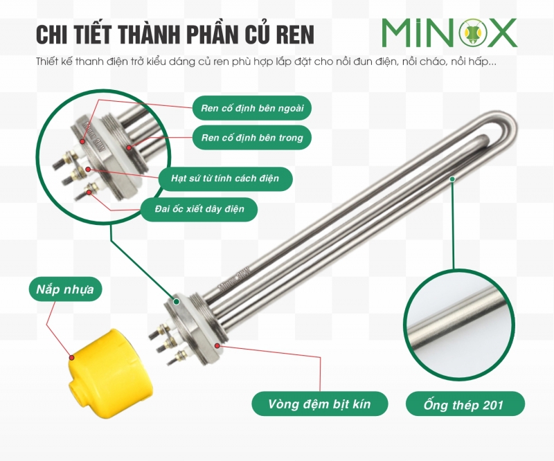 Thanh điện trở củ ren 52 nồi hơi điện