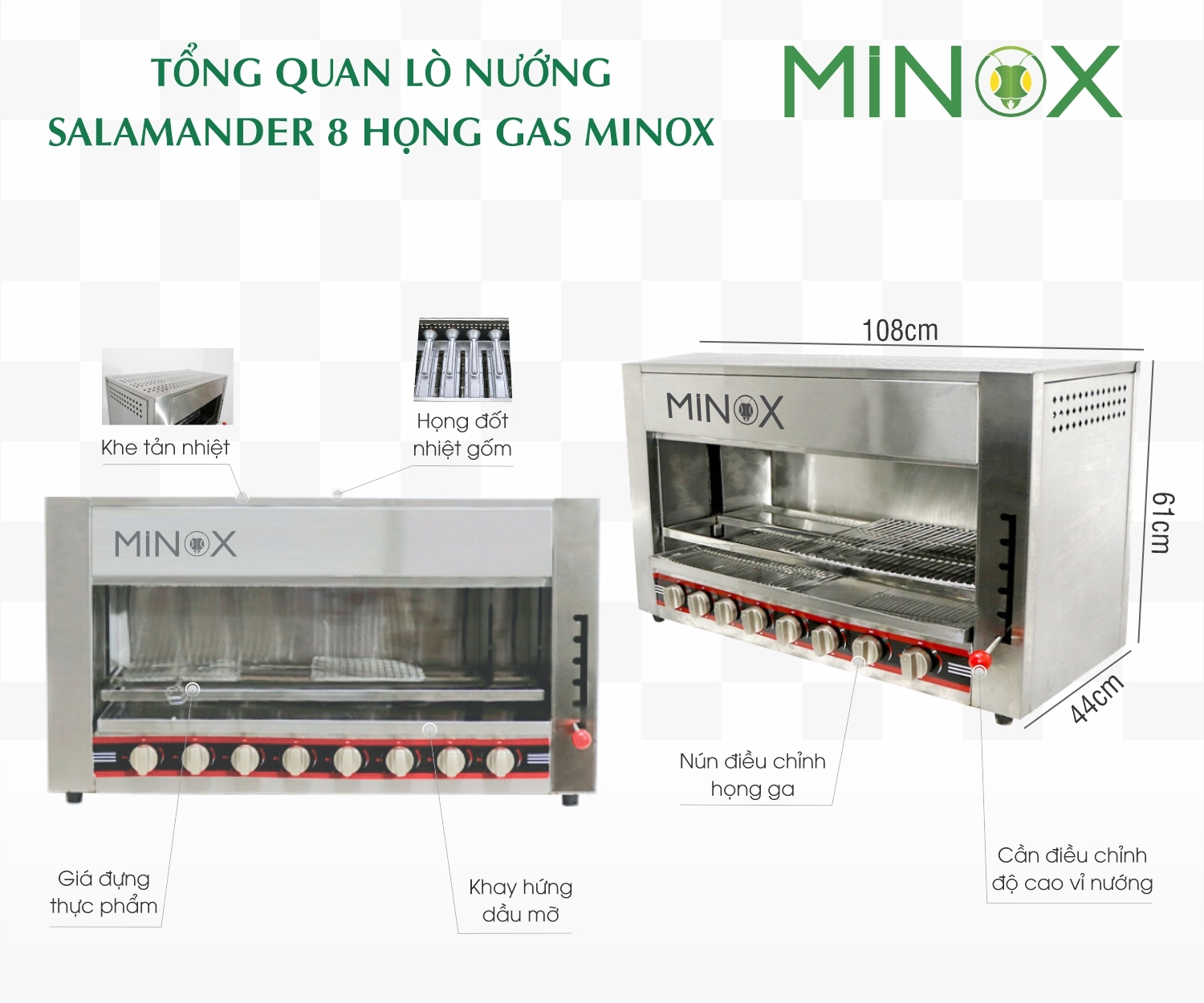 Lò nướng Salamander 8 họng gas