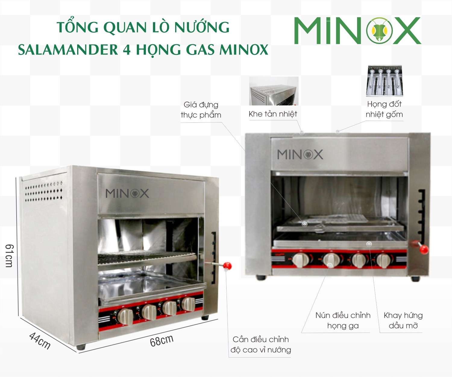 Lò nướng Salamander 4 họng gas