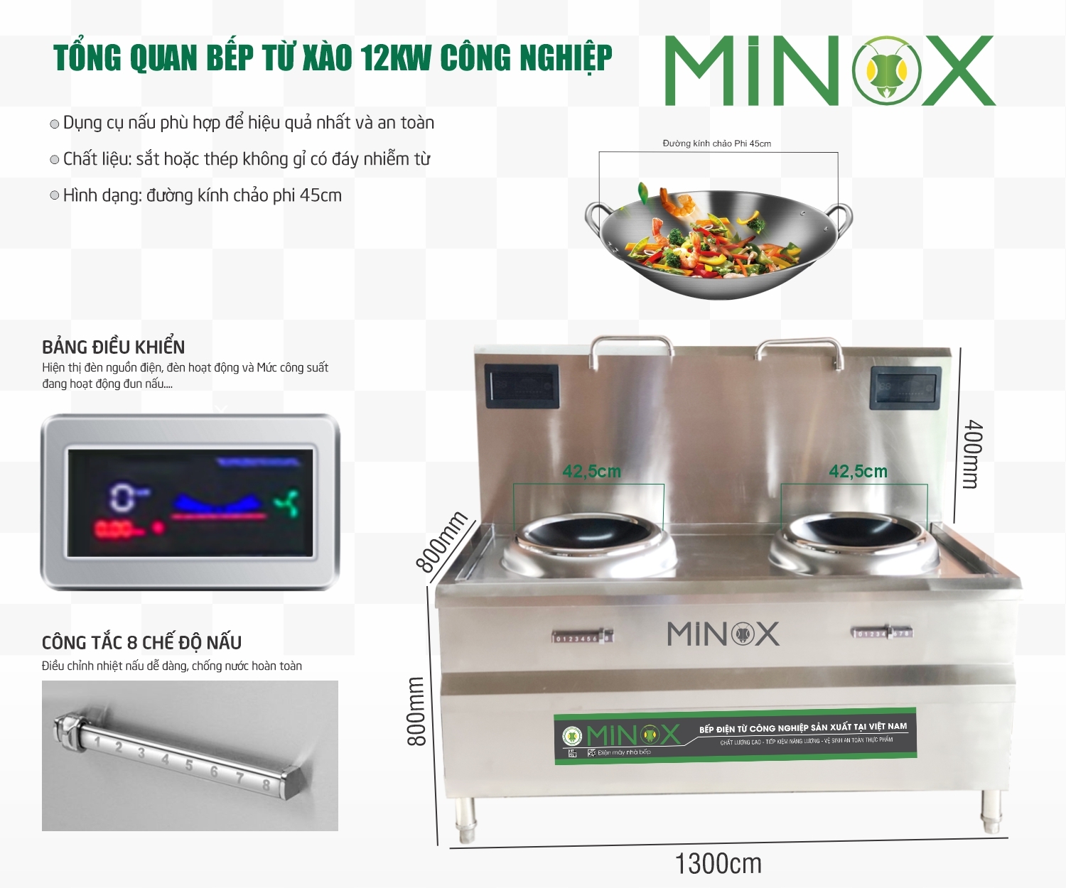 Bếp từ 12kw xào công nghiệp