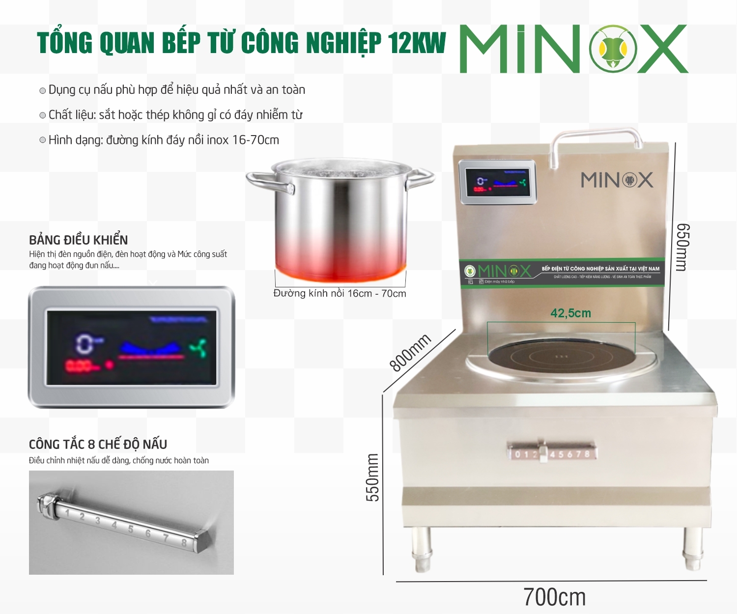 Bếp từ 12kw hầm công nghiệp