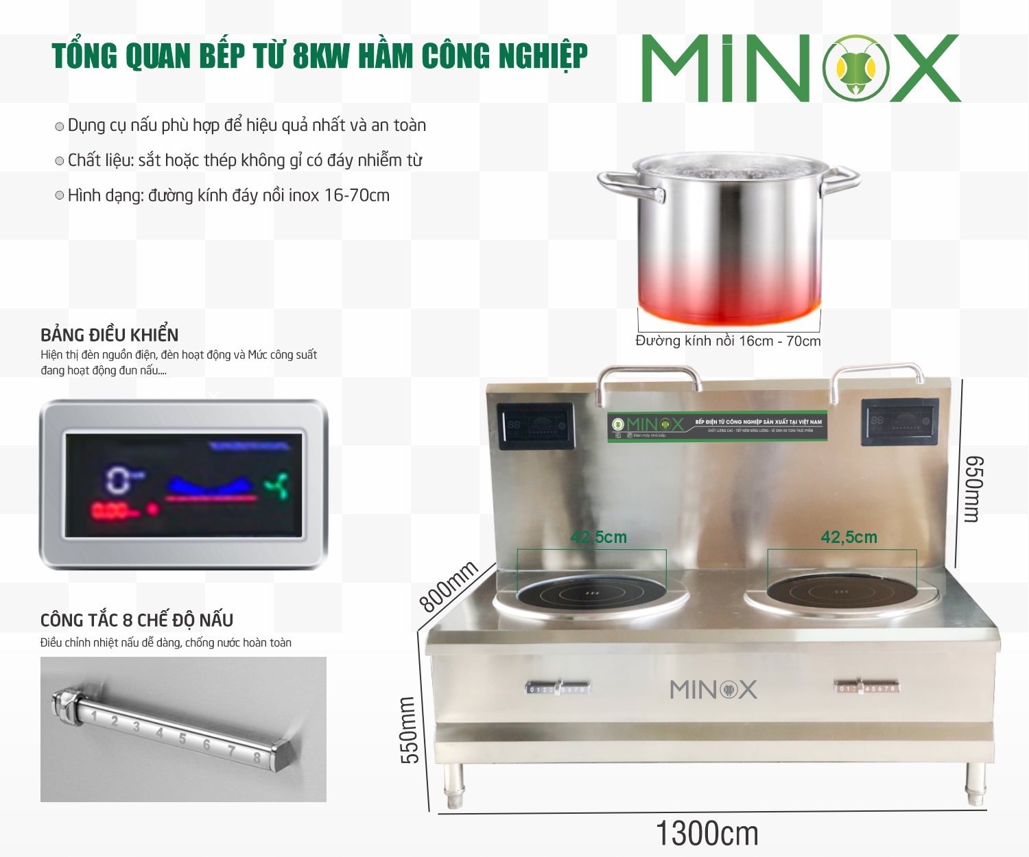 Bếp từ 8kw hầm đôi công nghiệp