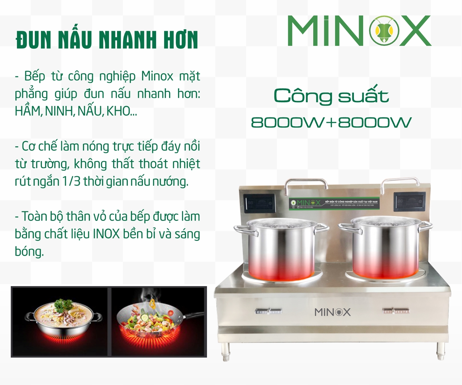 Bếp từ 8kw hầm đôi công nghiệp