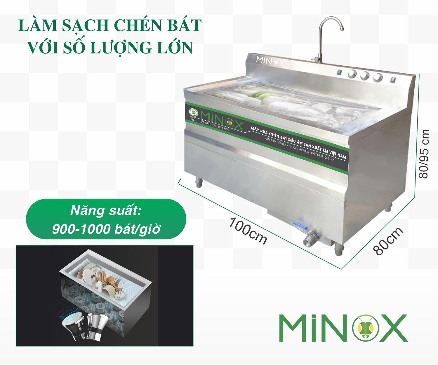 Máy rửa bát siêu âm MI-MRCSA-1000