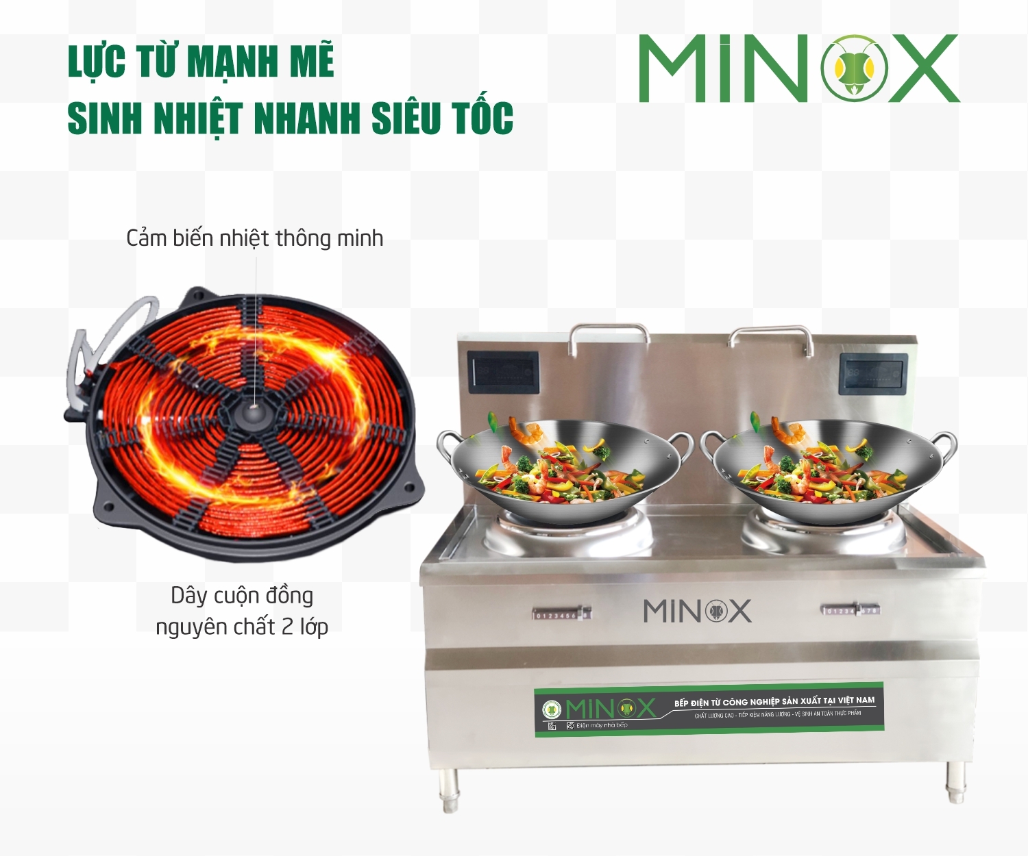 Bếp từ 8kw xào đôi công nghiệp