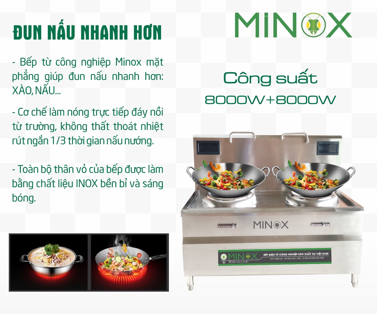 Bếp từ 8kw xào đôi công nghiệp