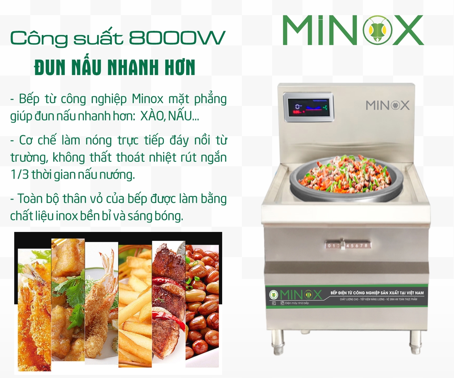 Bếp từ 8kw xào trực tiếp công nghiệp