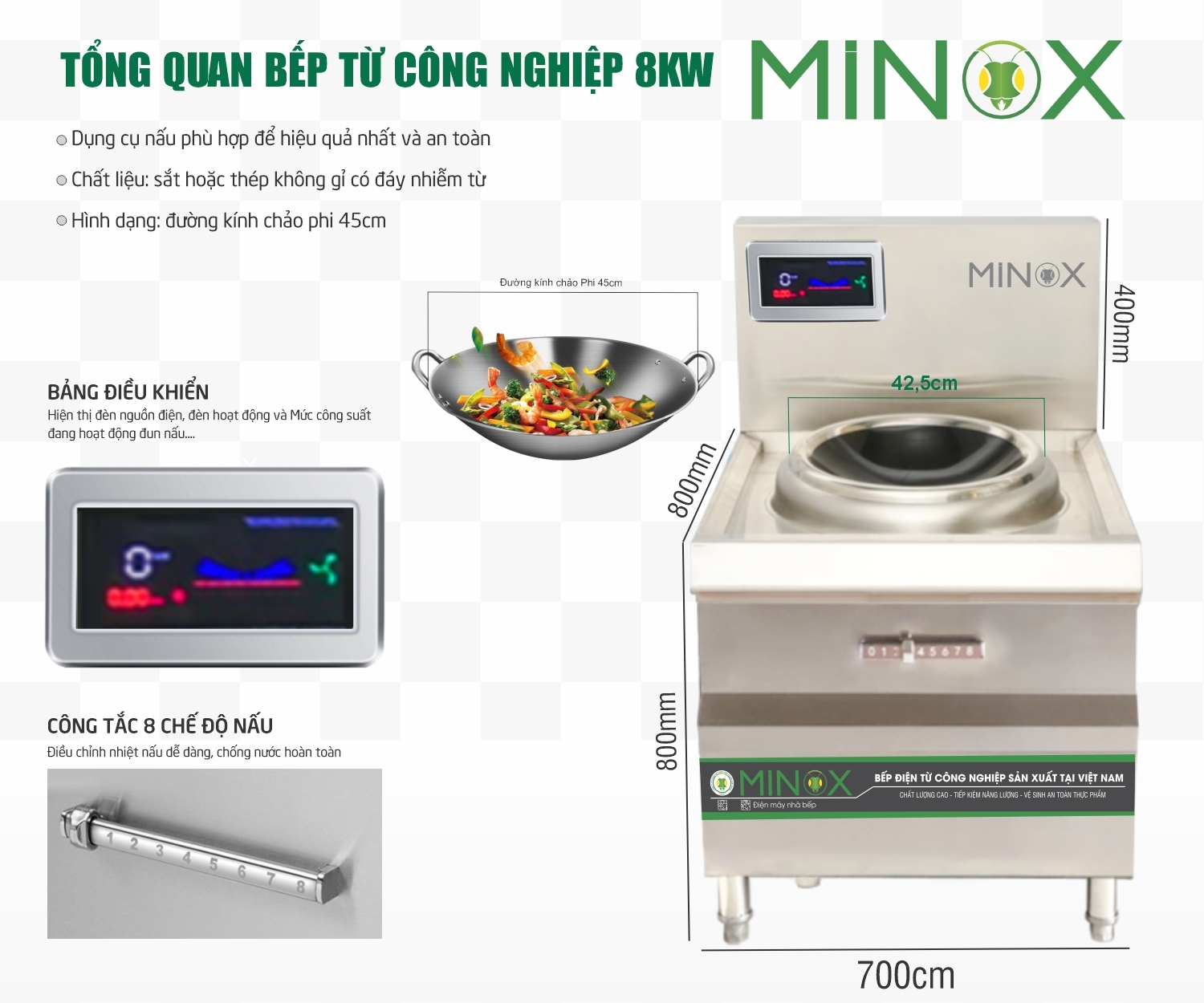 Bếp từ 8kw xào công nghiệp