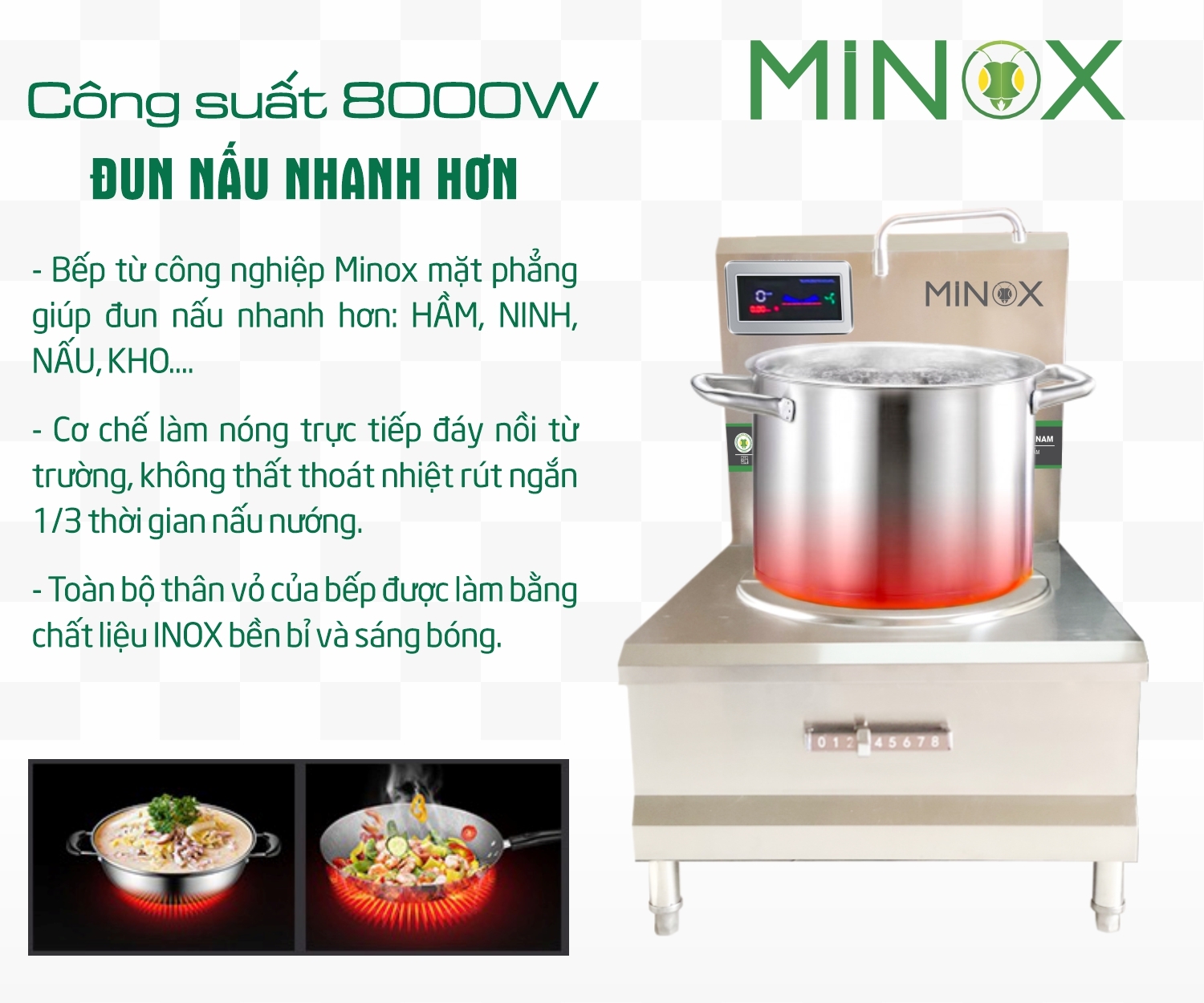 Bếp từ 8kw hầm công nghiệp
