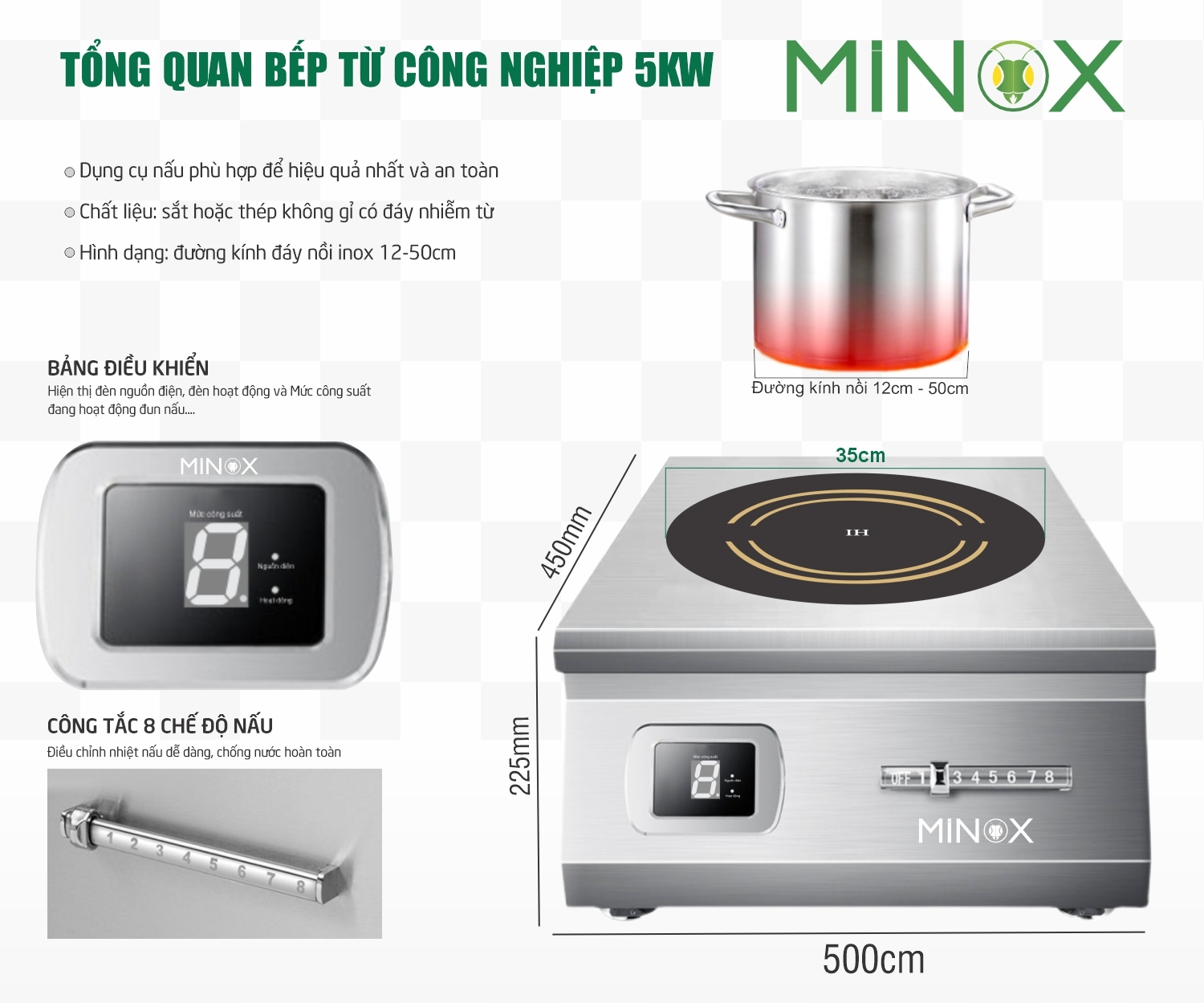 Bếp từ 5kw hầm công nghiệp
