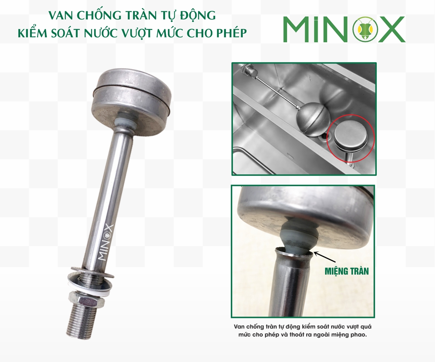 Phao chống tràn tủ cơm công nghiệp