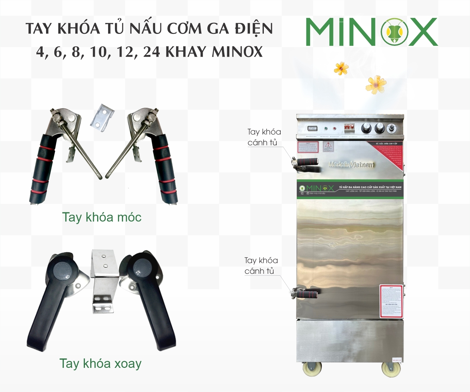 Tay khóa xoay tủ nấu cơm