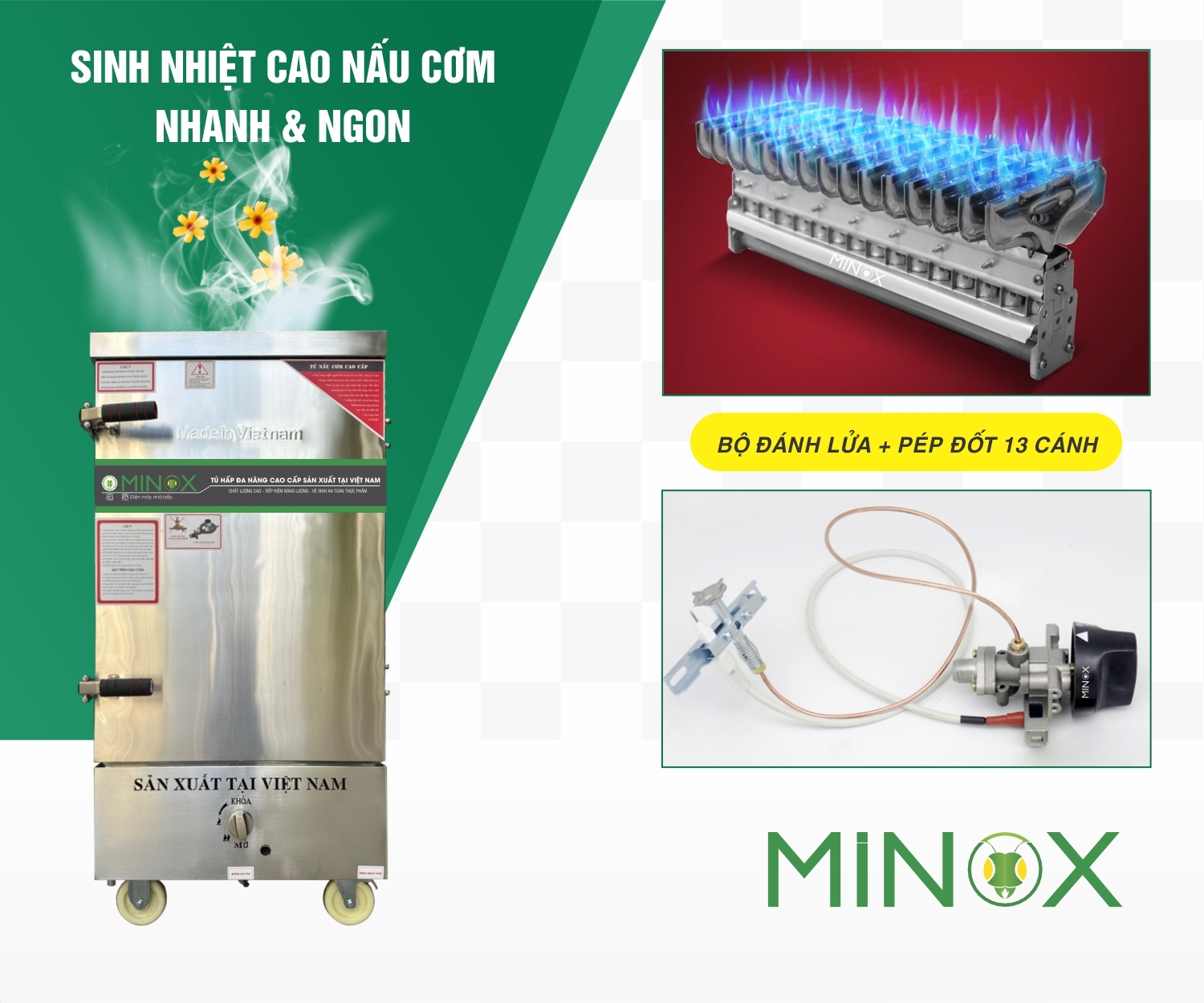 Bộ đánh lửa và Pép đốt 13 cánh tủ cơm gas