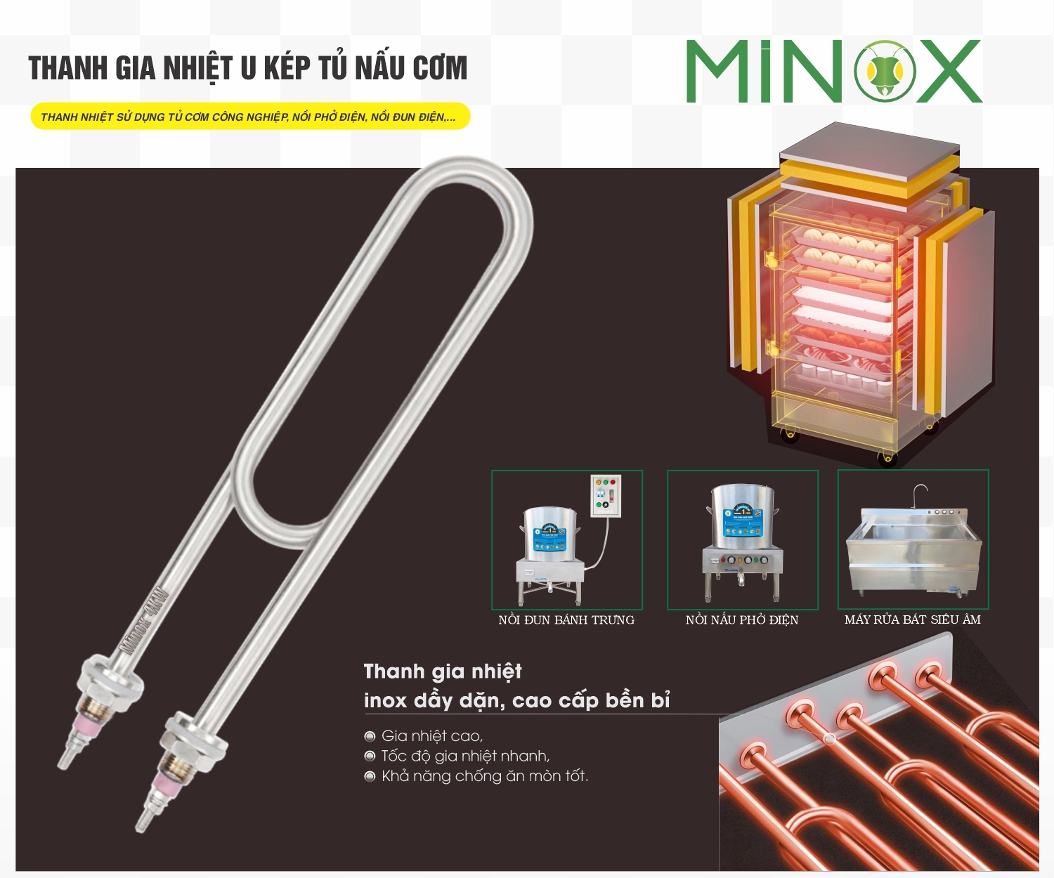Thanh điện trở 4kw tủ nấu cơm