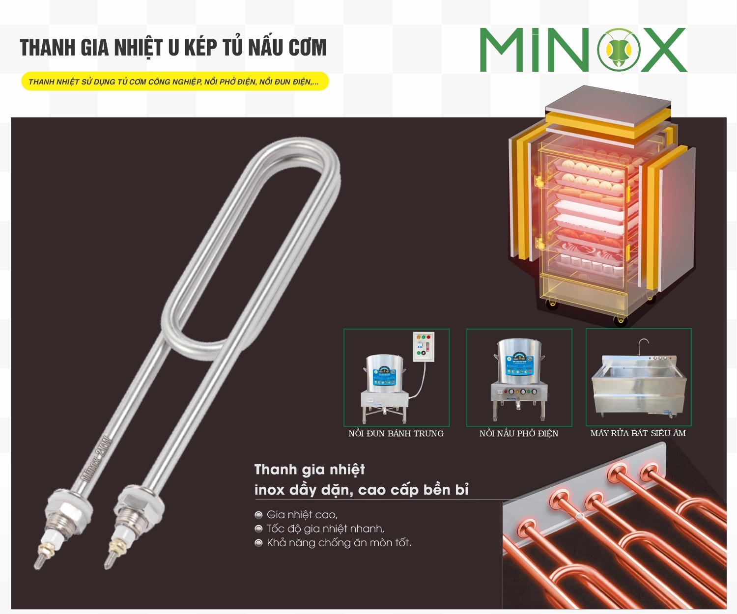 Thanh gia nhiệt 2kw tủ nấu cơm