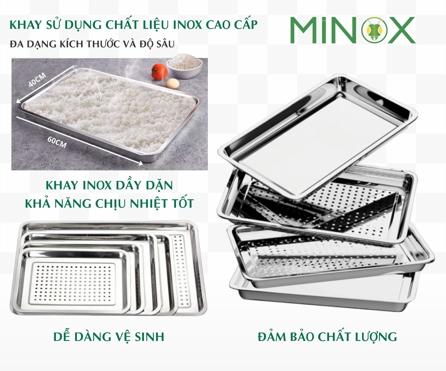 Khay inox dập lỗ hấp thực phẩm