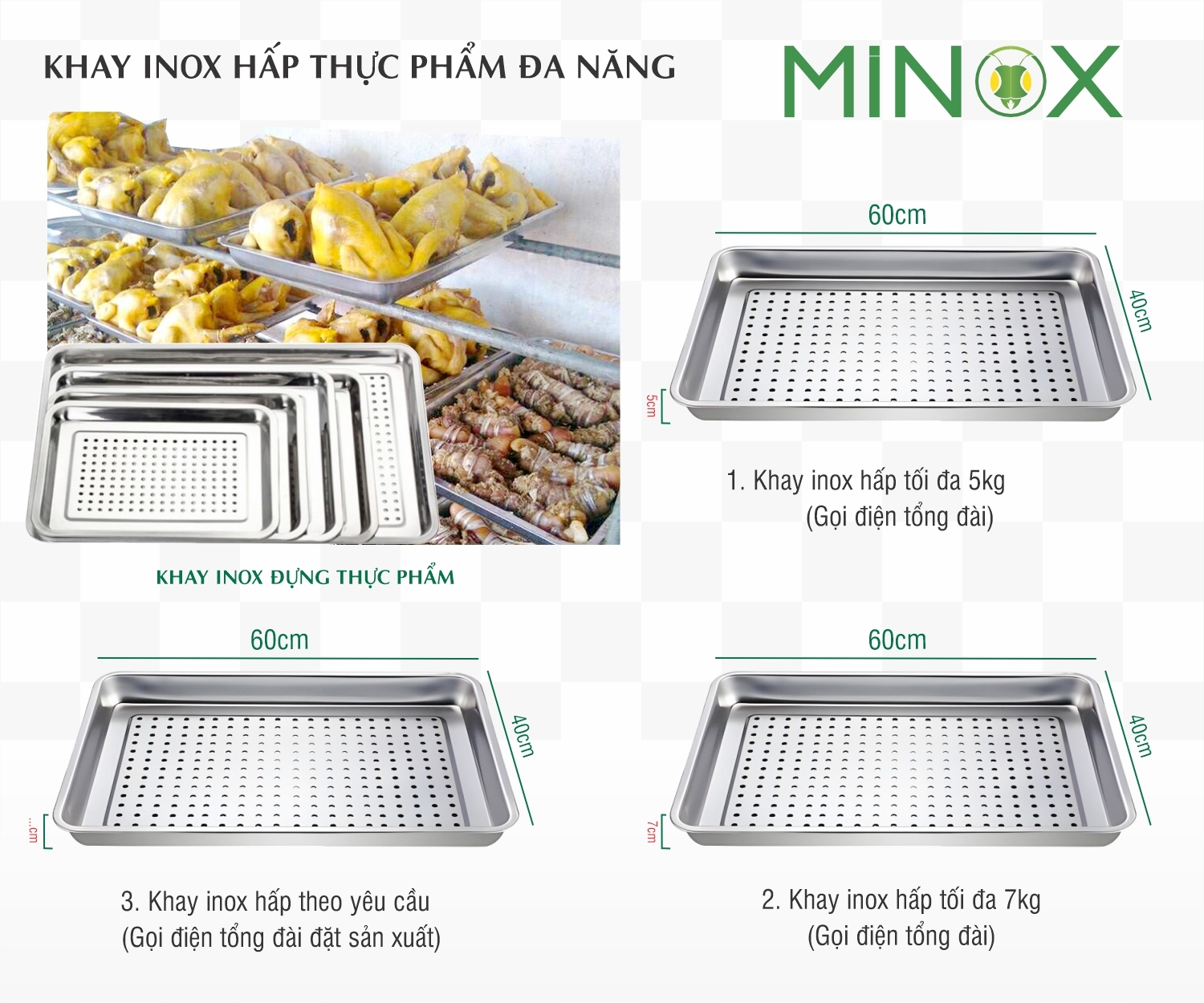 Khay lỗ inox tủ nấu cơm Minox