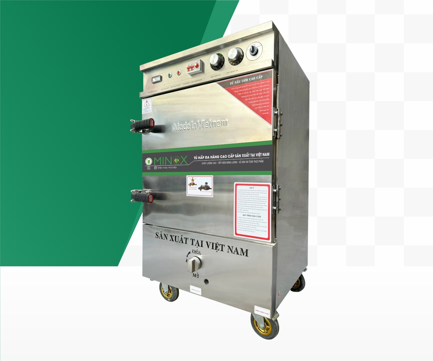 Tủ nấu cơm 6 khay ga điện hẹn giờ