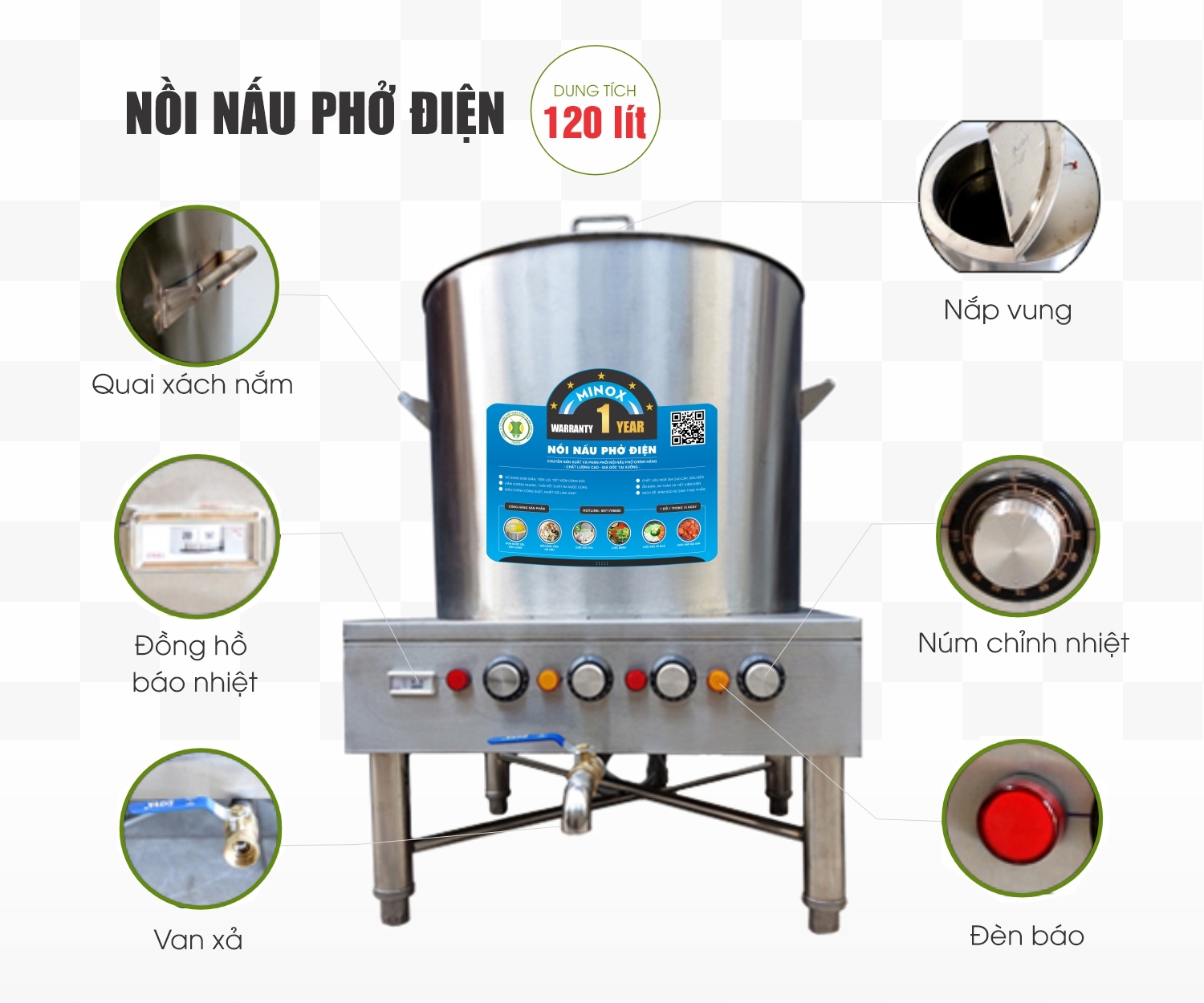 Nồi nấu phở điện 120L