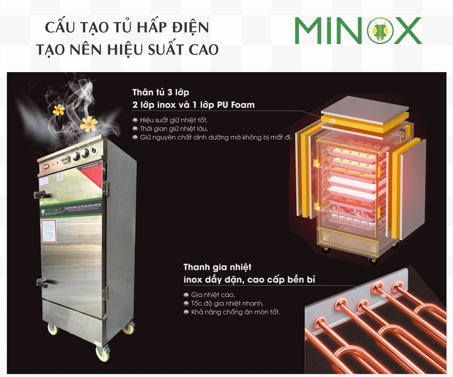 Tủ nấu cơm 12 khay điện hẹn giờ