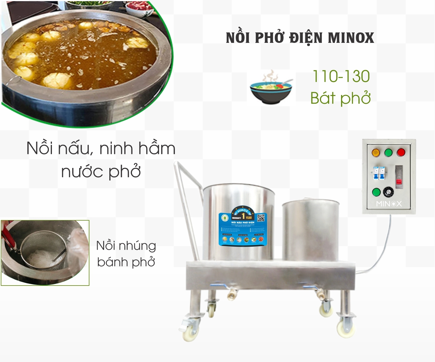 Bộ nồi phở tủ điện rời 20L - 50L