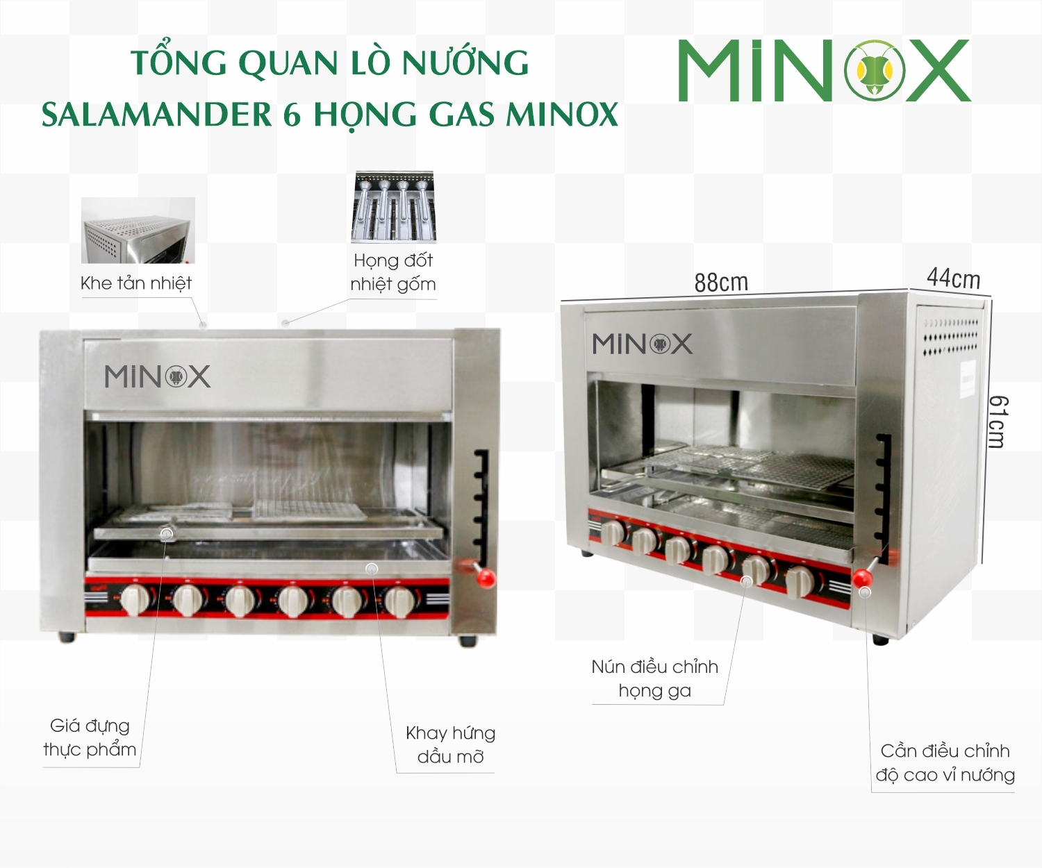 Lò nướng Salamander 6 họng gas