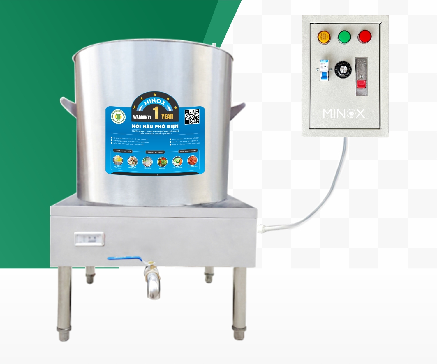Nồi nấu phở 60L tủ điện rời