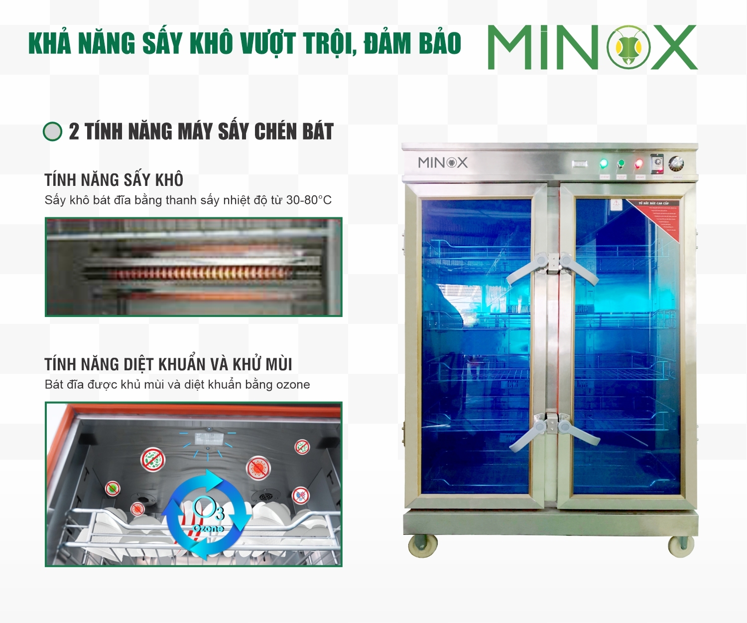 Tủ sấy bát đĩa 2 buồng 5 khay