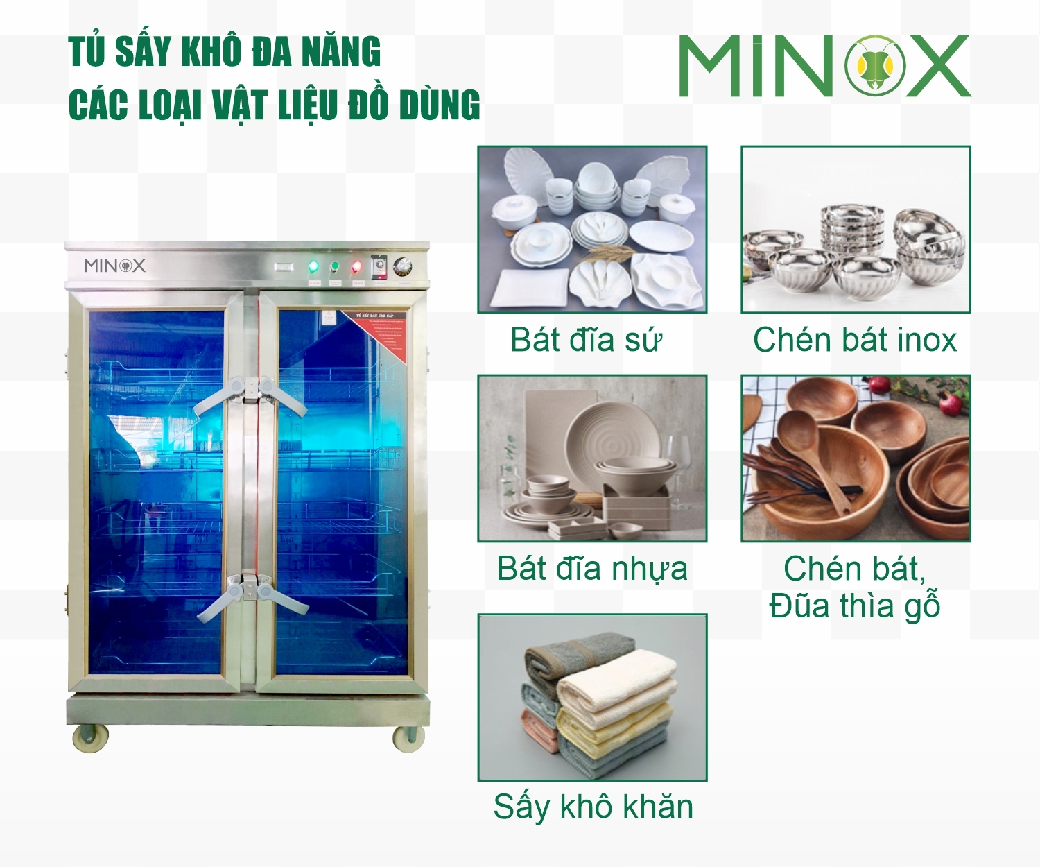 Tủ sấy bát đĩa 2 buồng 5 khay