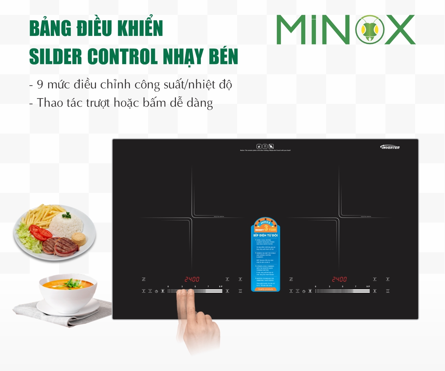 Bếp từ đôi Minox MI-BT18 Gold