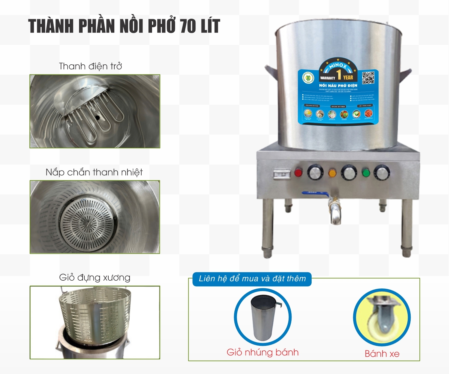 Nồi nấu phở điện 70L