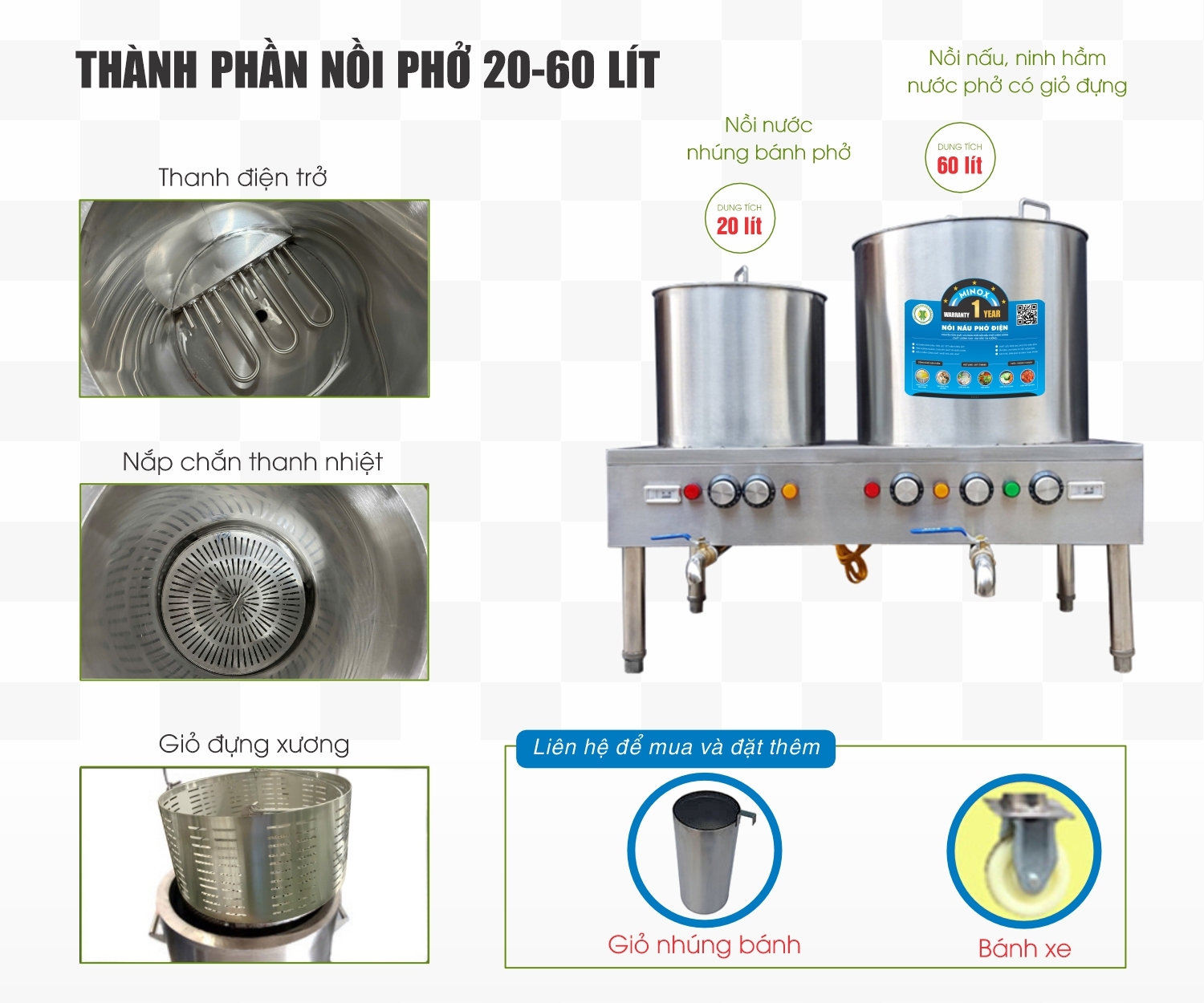 Bộ nồi phở điện 20L - 60L