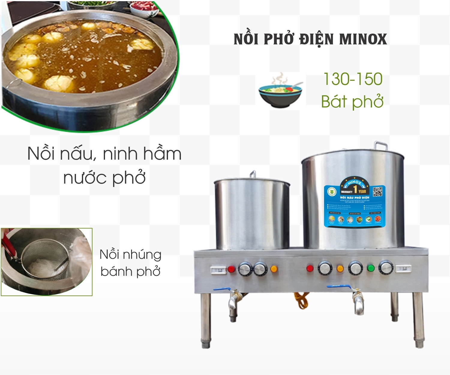 Bộ nồi phở điện 20L - 60L