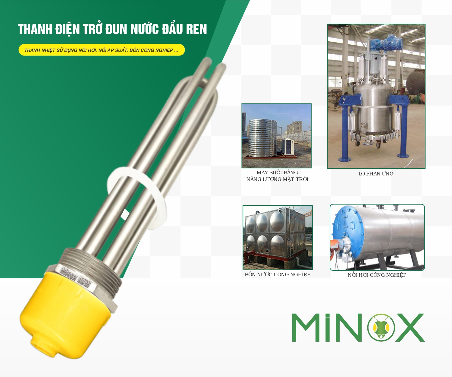 Thanh điện trở củ ren 32 bình năng lượng mặt trời
